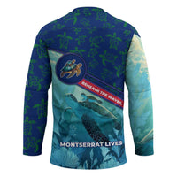 Montserrat Hockey Jersey with Sea Turtle Illustration Blue Underwater Ocean Design - Wonder Print Shop