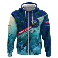 Montserrat Hoodie with Sea Turtle Illustration Blue Underwater Ocean Design - Wonder Print Shop
