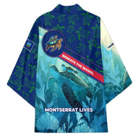 Montserrat Kimono with Sea Turtle Illustration Blue Underwater Ocean Design - Wonder Print Shop