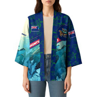 Montserrat Kimono with Sea Turtle Illustration Blue Underwater Ocean Design - Wonder Print Shop