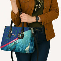 Montserrat Leather Bag with Sea Turtle Illustration Blue Underwater Ocean Design - Wonder Print Shop