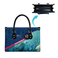 Montserrat Leather Bag with Sea Turtle Illustration Blue Underwater Ocean Design - Wonder Print Shop