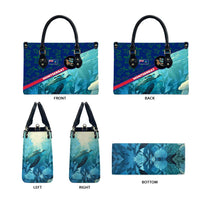 Montserrat Leather Bag with Sea Turtle Illustration Blue Underwater Ocean Design - Wonder Print Shop
