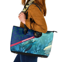 Montserrat Leather Tote Bag with Sea Turtle Illustration Blue Underwater Ocean Design - Wonder Print Shop