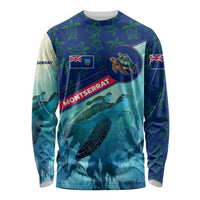 Montserrat Long Sleeve Shirt with Sea Turtle Illustration Blue Underwater Ocean Design - Wonder Print Shop