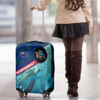 Montserrat Luggage Cover with Sea Turtle Illustration Blue Underwater Ocean Design - Wonder Print Shop