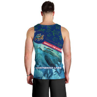 Montserrat Men Tank Top with Sea Turtle Illustration Blue Underwater Ocean Design - Wonder Print Shop