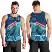 Montserrat Men Tank Top with Sea Turtle Illustration Blue Underwater Ocean Design - Wonder Print Shop