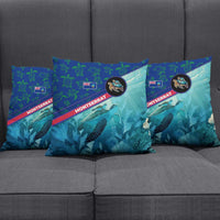 Montserrat Pillow Cover with Sea Turtle Illustration Blue Underwater Ocean Design - Wonder Print Shop