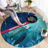 Montserrat Round Carpet with Sea Turtle Illustration Blue Underwater Ocean Design - Wonder Print Shop