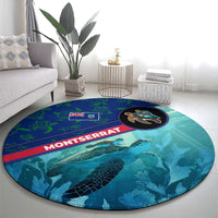 Montserrat Round Carpet with Sea Turtle Illustration Blue Underwater Ocean Design - Wonder Print Shop