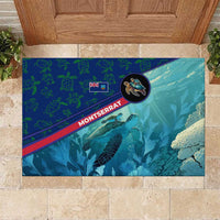 Montserrat Rubber Doormat with Sea Turtle Illustration Blue Underwater Ocean Design - Wonder Print Shop