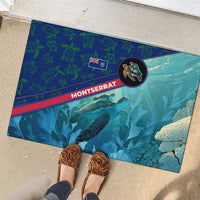 Montserrat Rubber Doormat with Sea Turtle Illustration Blue Underwater Ocean Design - Wonder Print Shop
