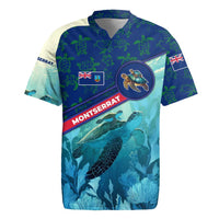 Montserrat Rugby Jersey with Sea Turtle Illustration Blue Underwater Ocean Design - Wonder Print Shop