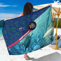 Montserrat Sarong with Sea Turtle Illustration Blue Underwater Ocean Design - Wonder Print Shop