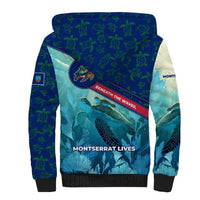 Montserrat Sherpa Hoodie with Sea Turtle Illustration Blue Underwater Ocean Design - Wonder Print Shop