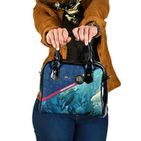 Montserrat Shoulder Handbag with Sea Turtle Illustration Blue Underwater Ocean Design - Wonder Print Shop