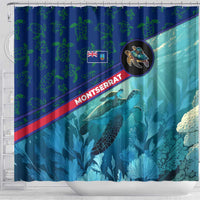 Montserrat Shower Curtain with Sea Turtle Illustration Blue Underwater Ocean Design - Wonder Print Shop