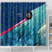 Montserrat Shower Curtain with Sea Turtle Illustration Blue Underwater Ocean Design - Wonder Print Shop