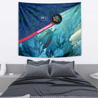 Montserrat Tapestry with Sea Turtle Illustration Blue Underwater Ocean Design - Wonder Print Shop