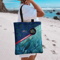 Montserrat Tote Bag with Sea Turtle Illustration Blue Underwater Ocean Design - Wonder Print Shop
