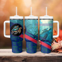 Montserrat Tumbler With Handle with Sea Turtle Illustration Blue Underwater Ocean Design - Wonder Print Shop