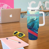 Montserrat Tumbler With Handle with Sea Turtle Illustration Blue Underwater Ocean Design - Wonder Print Shop