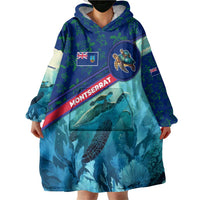Montserrat Wearable Blanket Hoodie with Sea Turtle Illustration Blue Underwater Ocean Design - Wonder Print Shop