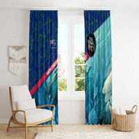 Montserrat Window Curtain with Sea Turtle Illustration Blue Underwater Ocean Design - Wonder Print Shop