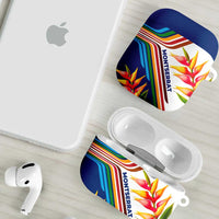 Montserrat AirPods Case with Heliconia Flower Illustration Colorful Retro Stripe Design - Wonder Print Shop