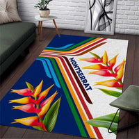 Montserrat Area Rug with Heliconia Flower Illustration Colorful Retro Stripe Design - Wonder Print Shop