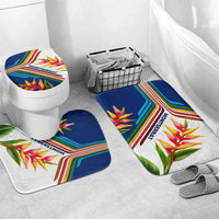 Montserrat Bathroom Set with Heliconia Flower Illustration Colorful Retro Stripe Design - Wonder Print Shop