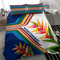 Montserrat Bedding Set with Heliconia Flower Illustration Colorful Retro Stripe Design - Wonder Print Shop