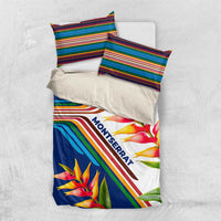 Montserrat Bedding Set with Heliconia Flower Illustration Colorful Retro Stripe Design - Wonder Print Shop