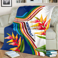 Montserrat Blanket with Heliconia Flower Illustration Colorful Retro Stripe Design - Wonder Print Shop