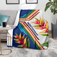 Montserrat Blanket with Heliconia Flower Illustration Colorful Retro Stripe Design - Wonder Print Shop