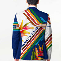 Montserrat Blazer with Heliconia Flower Illustration Colorful Retro Stripe Design - Wonder Print Shop