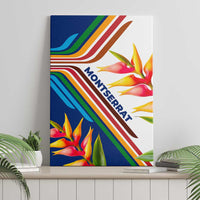 Montserrat Canvas Wall Art with Heliconia Flower Illustration Colorful Retro Stripe Design - Wonder Print Shop