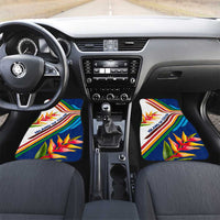 Montserrat Car Mats with Heliconia Flower Illustration Colorful Retro Stripe Design - Wonder Print Shop
