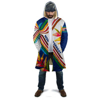 Montserrat Cloak with Heliconia Flower Illustration Colorful Retro Stripe Design - Wonder Print Shop