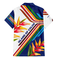 Montserrat Family Matching Mermaid Dress and Hawaiian Shirt with Heliconia Flower Illustration Colorful Retro Stripe Design - Wonder Print Shop