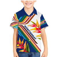 Montserrat Family Matching Mermaid Dress and Hawaiian Shirt with Heliconia Flower Illustration Colorful Retro Stripe Design - Wonder Print Shop