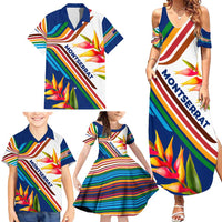 Montserrat Family Matching Summer Maxi Dress and Hawaiian Shirt with Heliconia Flower Illustration Colorful Retro Stripe Design - Wonder Print Shop