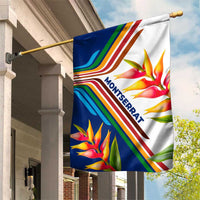 Montserrat Garden Flag with Heliconia Flower Illustration Colorful Retro Stripe Design - Wonder Print Shop