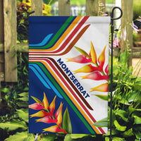 Montserrat Garden Flag with Heliconia Flower Illustration Colorful Retro Stripe Design - Wonder Print Shop