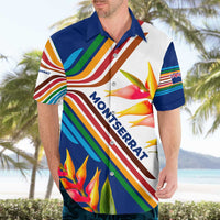 Montserrat Hawaiian Shirt with Heliconia Flower Illustration Colorful Retro Stripe Design - Wonder Print Shop