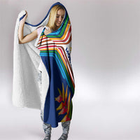 Montserrat Hooded Blanket with Heliconia Flower Illustration Colorful Retro Stripe Design - Wonder Print Shop