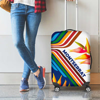Montserrat Luggage Cover with Heliconia Flower Illustration Colorful Retro Stripe Design - Wonder Print Shop