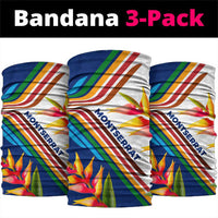 Montserrat Neck Gaiter with Heliconia Flower Illustration Colorful Retro Stripe Design TS04