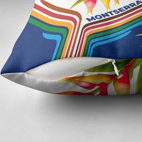 Montserrat Pillow Cover with Heliconia Flower Illustration Colorful Retro Stripe Design - Wonder Print Shop